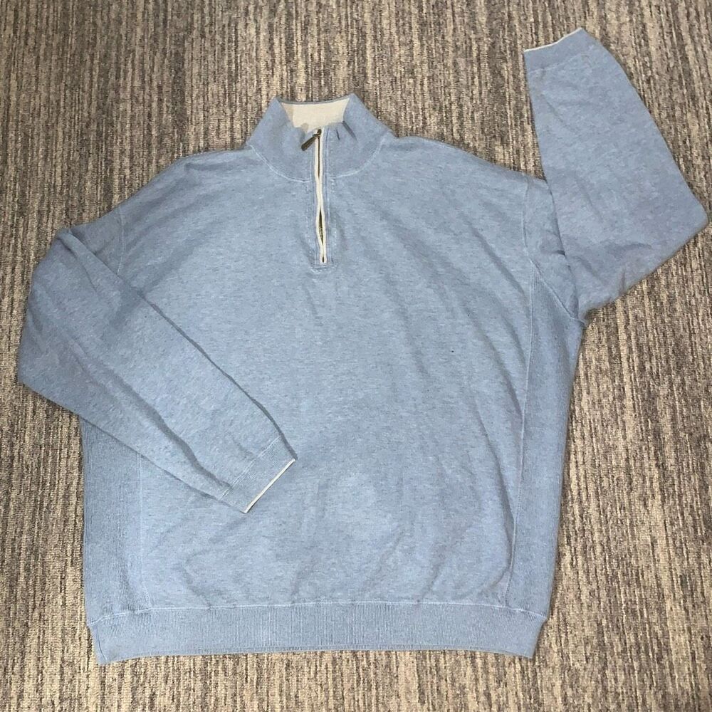 Nat Nast Mens Size XL Luxury Originals Quarter Zip Sweater‎ Blue Long Sleeves